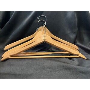 Lot of 3 Vintage Unbranded Wooden Hangers for Suits Jackets Pants Tops Dresses